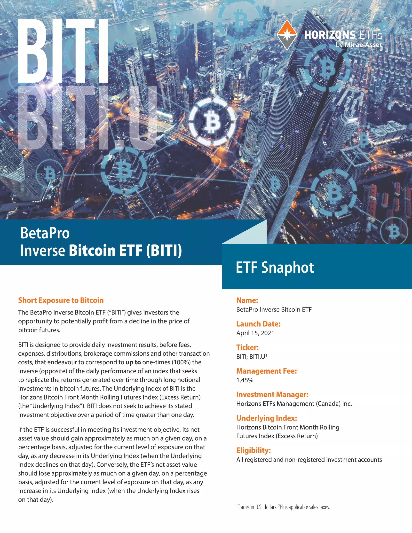 BITI: BetaPro Inverse Bitcoin ETF