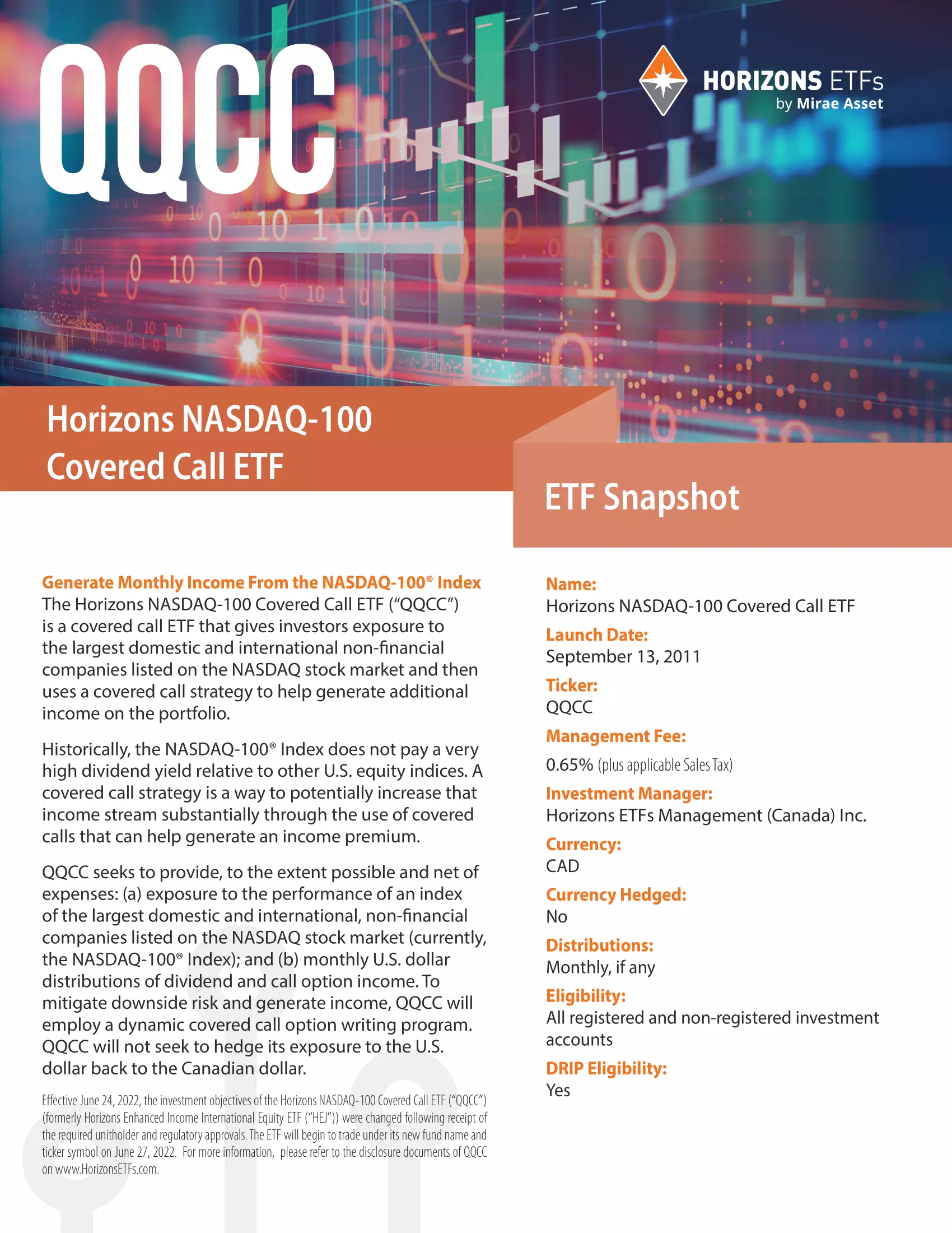 QQCC: Horizons NASDAQ-100 Covered Call ETF