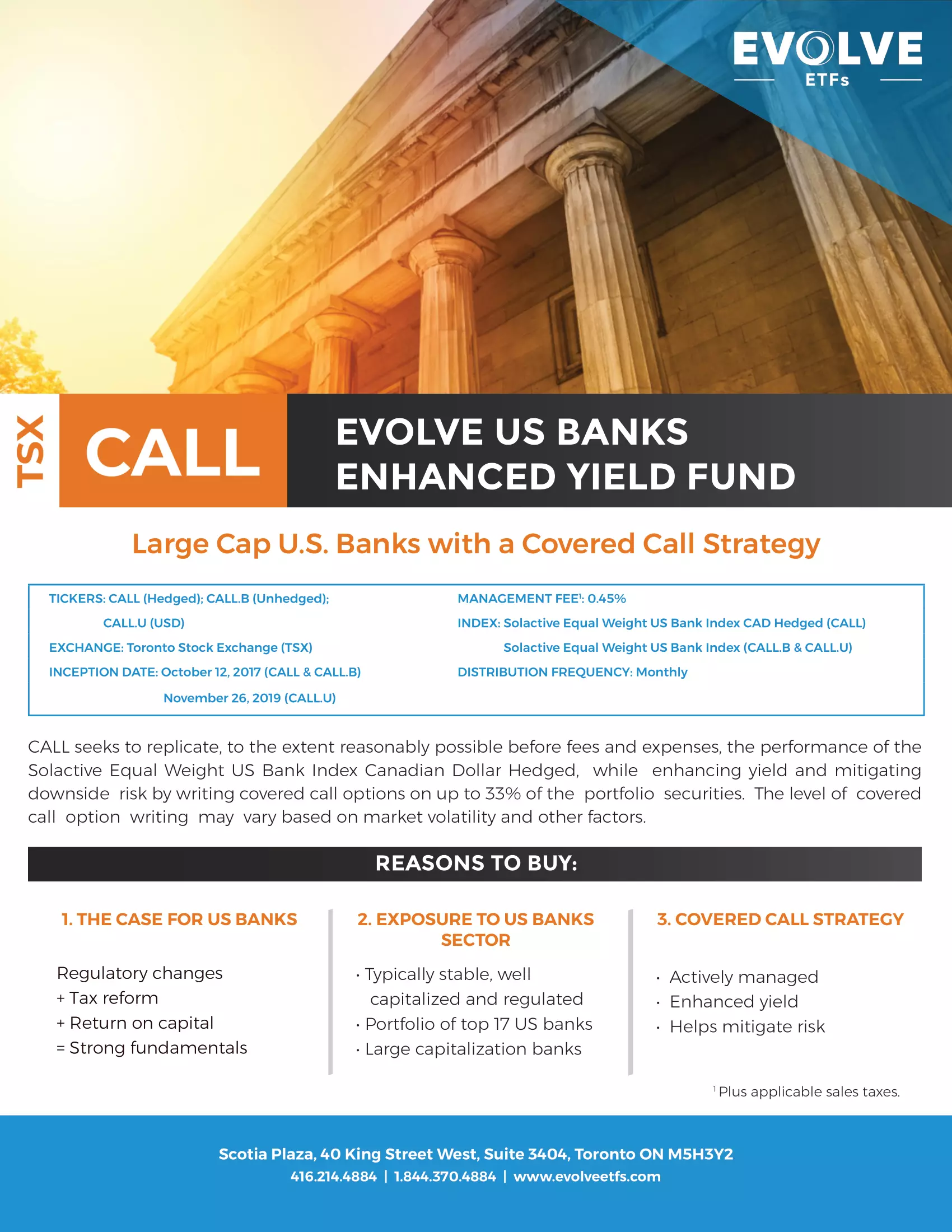 CALL: Evolve US Banks Enhanced Yield Fund Hedged Units