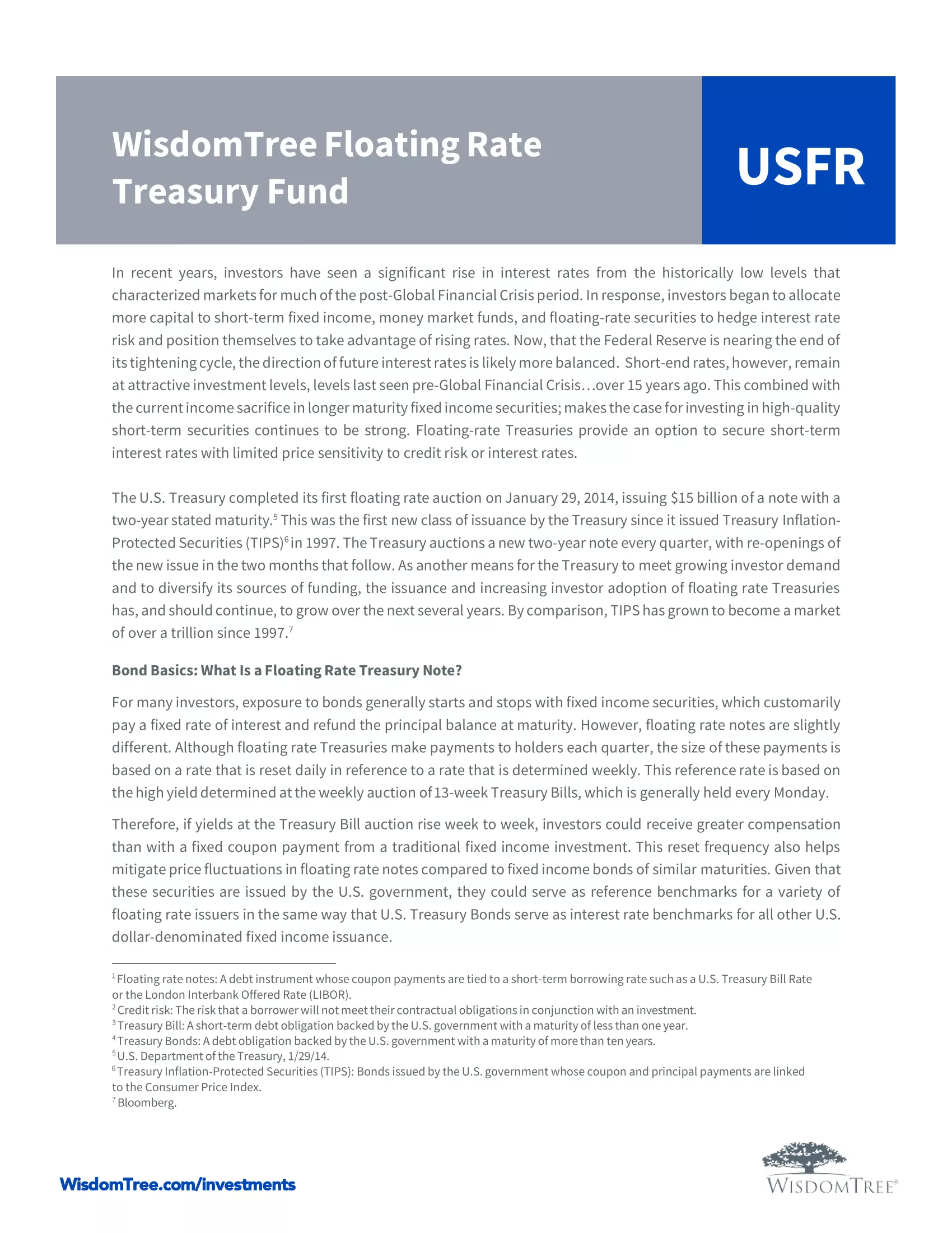 USFR: WisdomTree Floating Rate Treasury Fund