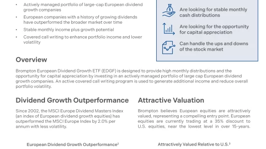 EDGF ETF Review: Brompton European Dividend Growth ETF