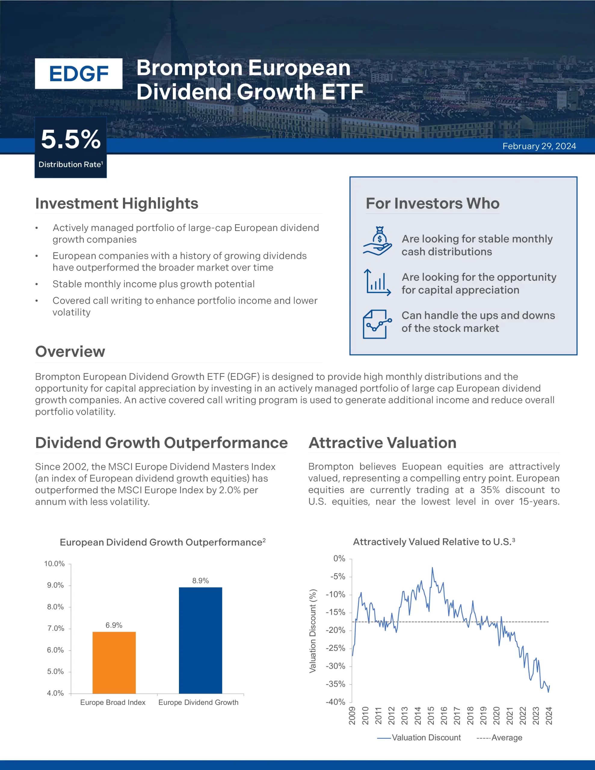 EDGF ETF Review: Brompton European Dividend Growth ETF