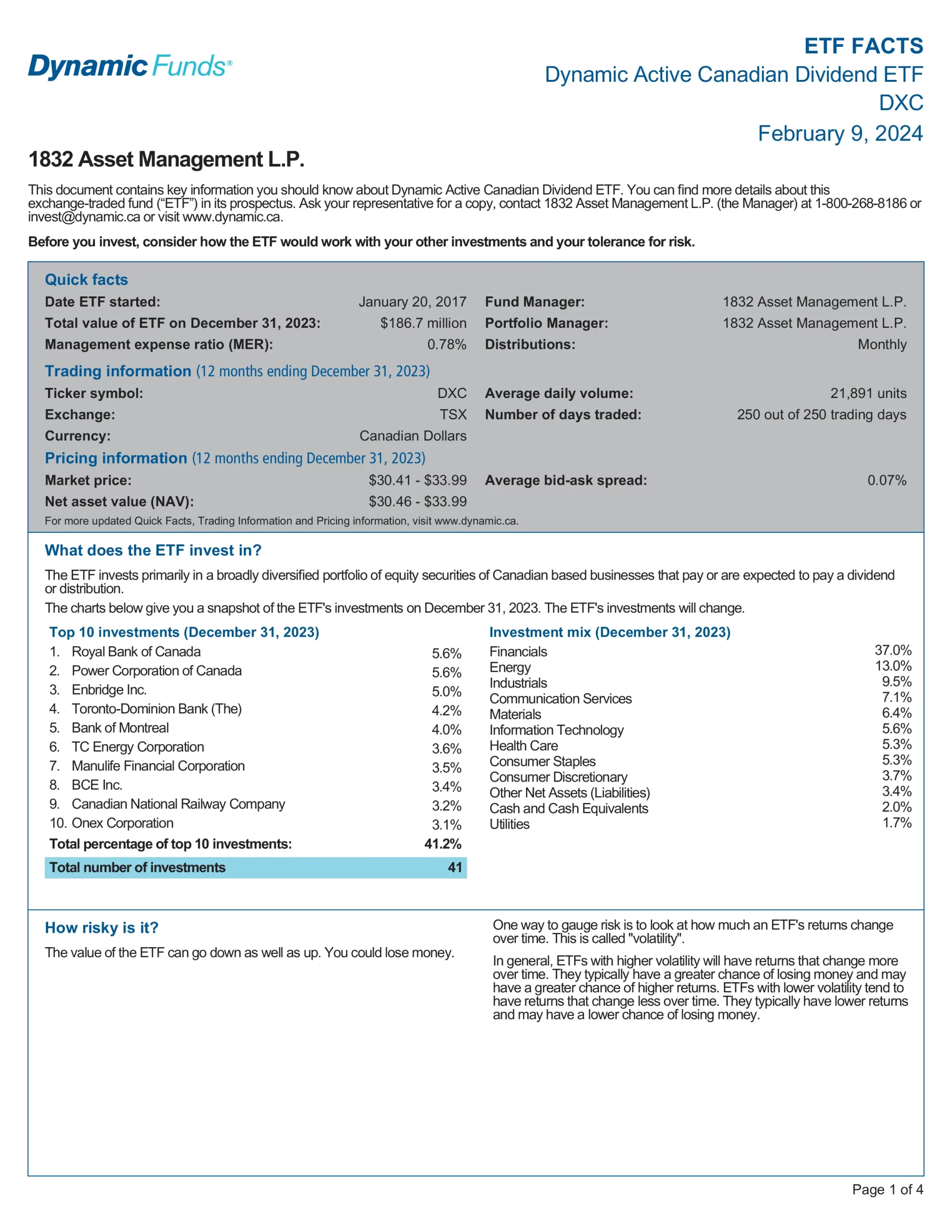 DXC: Dynamic Active Canadian Dividend ETF