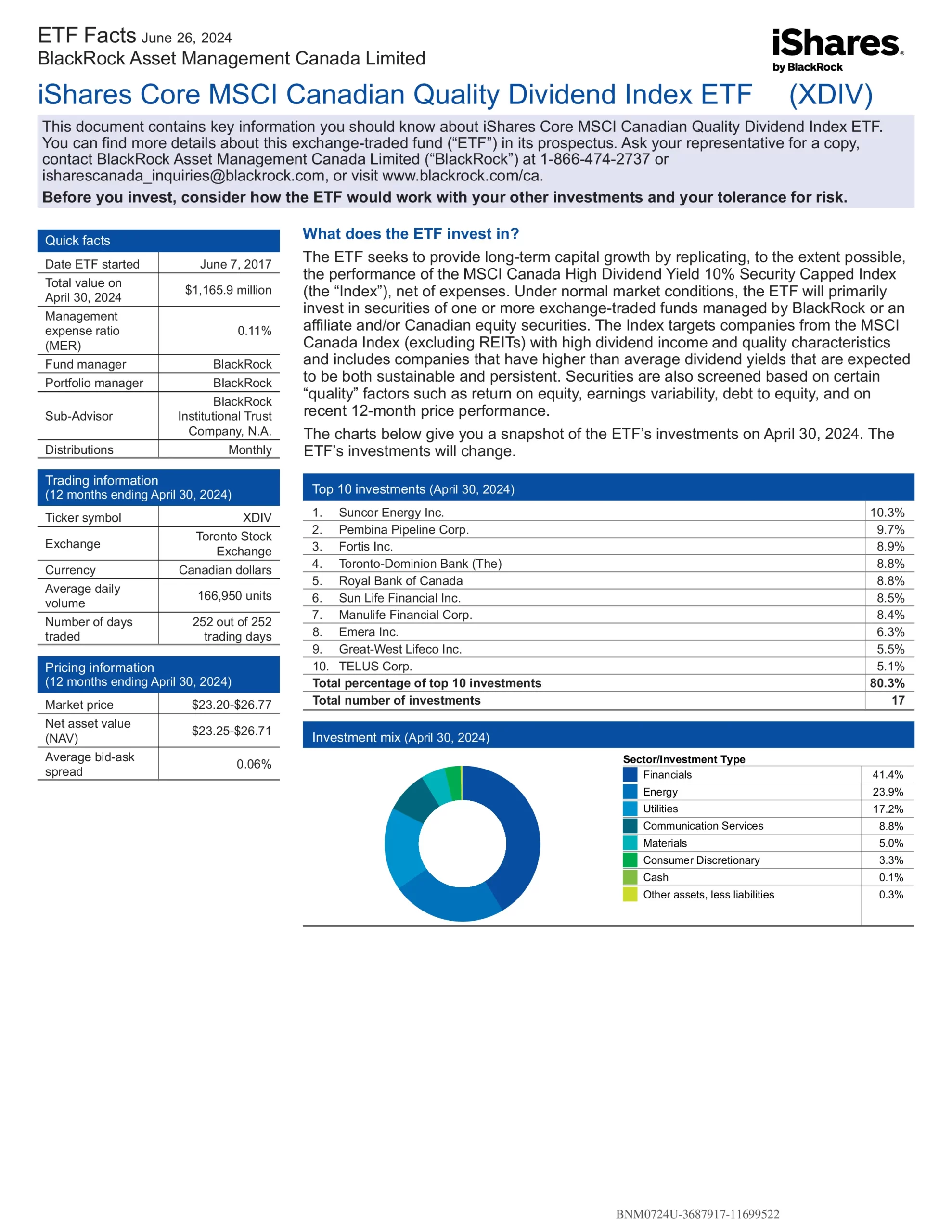 XDIV: iShares Core MSCI Canadian Quality Dividend Index ETF